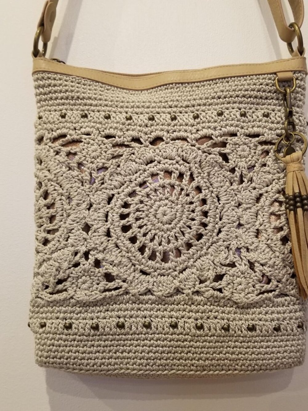 The Sak Lucia Crocheted Medallion Crossbody bag in Natural - Picture 12 of 12